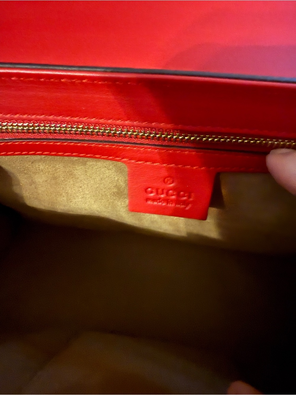 Gucci Red and Brown GG Supreme Padlock MED Shoulder Bag with Gold Hardware - Picture 12 of 15